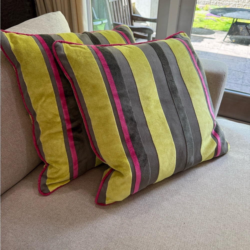 Velvet striped pillowslips and insets